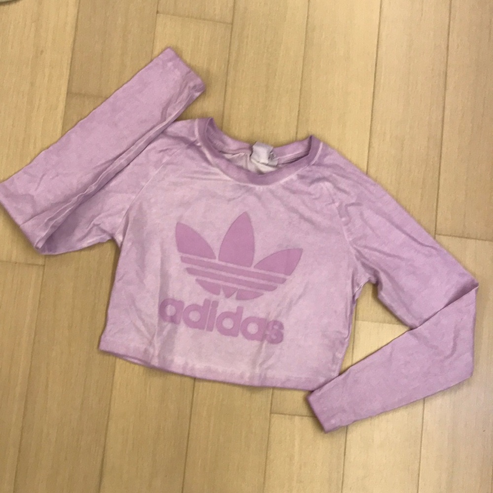 Lilac purple soft long sleeve adidas crop top